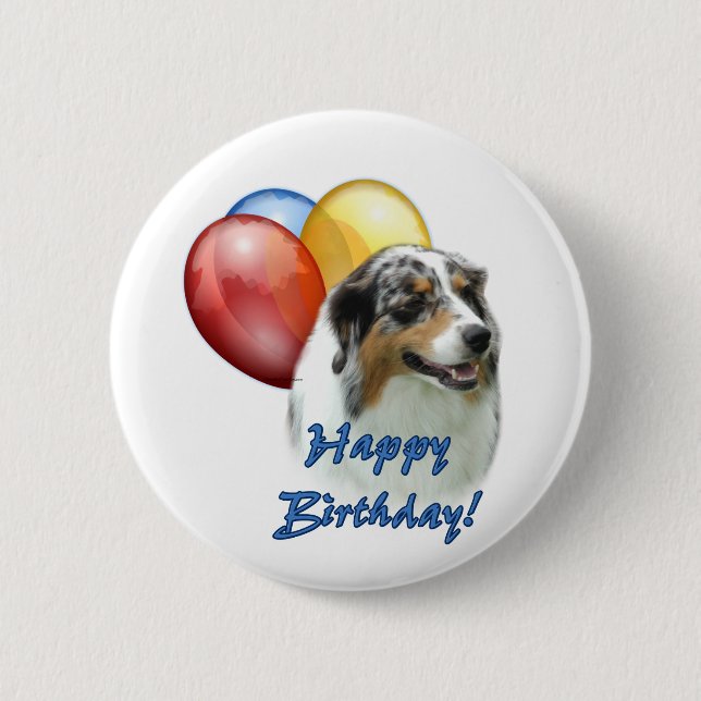Aussie Happy Birthday Balloons 2 Inch Round Button (Front)