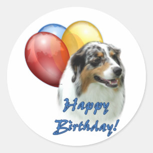 Aussie Happy Birthday Balloons Classic Round Sticker