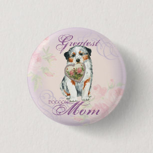 Aussie Heart Mom 1 Inch Round Button
