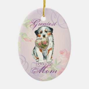 Aussie Heart Mom Ceramic Ornament