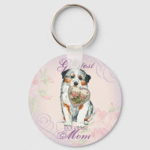 Aussie Heart Mom Keychain