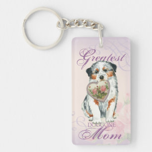 Aussie Heart Mom Keychain