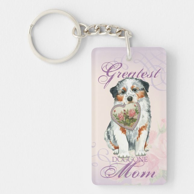 Aussie Heart Mom Keychain (Front)