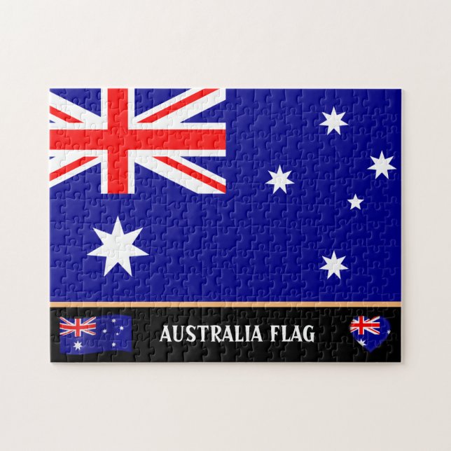 Aussie Hearts & Australian Flag / Australia Jigsaw Puzzle (Horizontal)