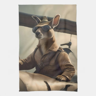 Aussie Kangaroo Aeroplane Pilot, Kitchen Towel