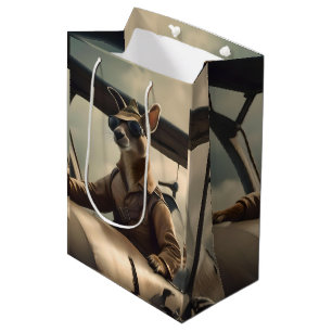 Aussie Kangaroo Aeroplane Pilot, Medium Gift Bag