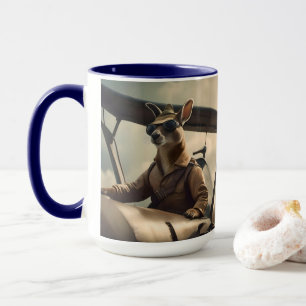 Aussie Kangaroo Aeroplane Pilot, Mug