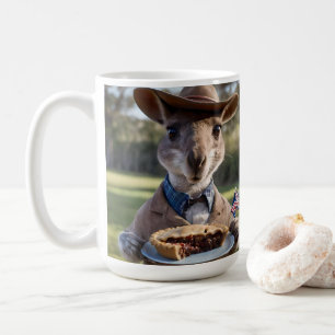 Aussie Kangaroo Holding A Meat Pie, Coffee Mug