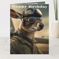 Aussie Kangaroo King Of The Airways, Birthday Card