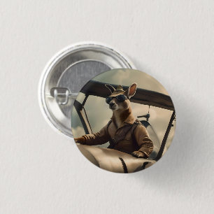 Aussie Kangaroo Pilot, 1 Inch Round Button