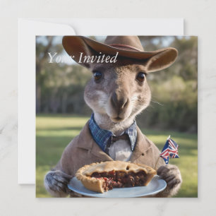 Aussie Kangaroos Love Australian Made Meat Pies, Invitation