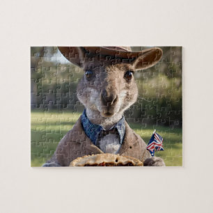 Aussie Kangaroos Love Australian Made Meat Pies, Jigsaw Puzzle