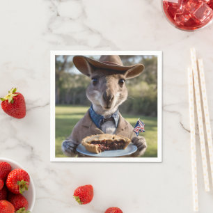Aussie Kangaroos Love Australian Made Meat Pies, Napkin