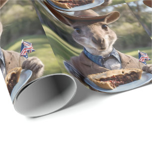 Aussie Kangaroos Love Australian Made Meat Pies, Wrapping Paper