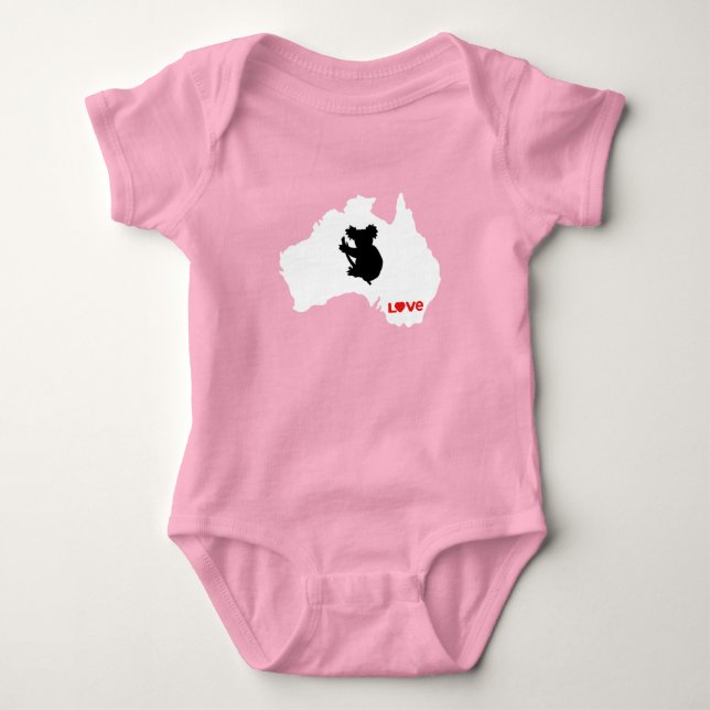 Aussie Love Koala White Baby Bodysuit (Front)