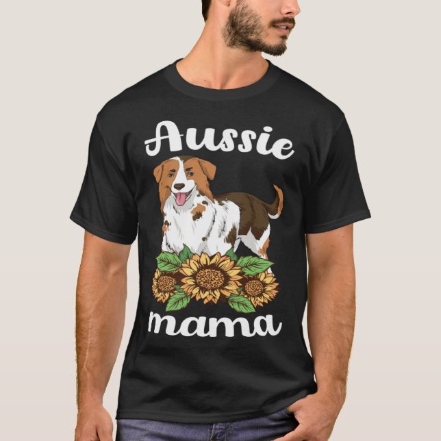 Aussie Mama Sunflower Australian Shepherd Women Mo T-Shirt (Front)