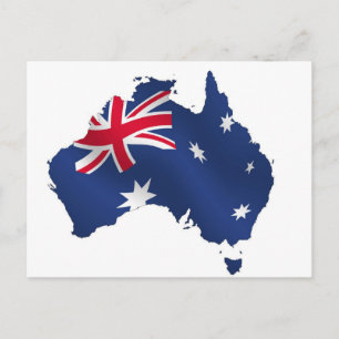 Aussie map flag postcard