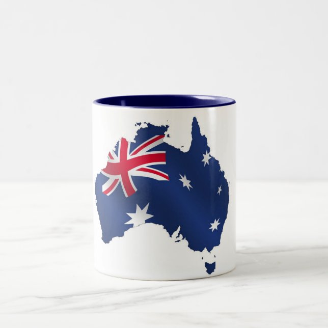 Aussie map flag Two-Tone coffee mug (Center)
