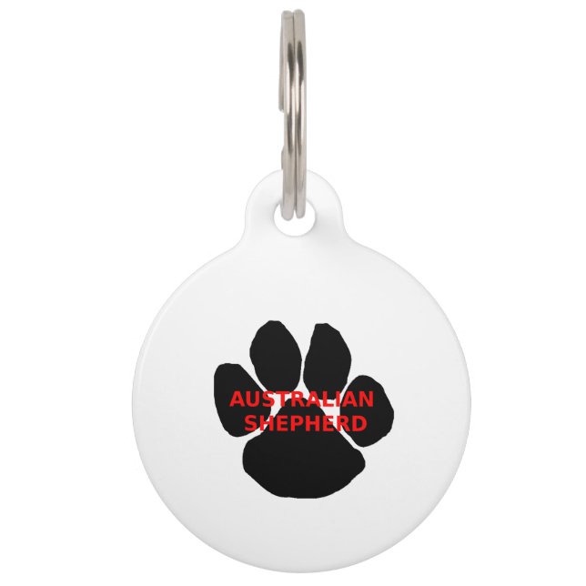 aussie name paw pet tag (Front)