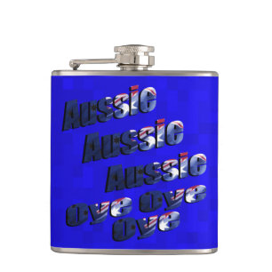Aussie Oye Picture Logo, Hip Flask
