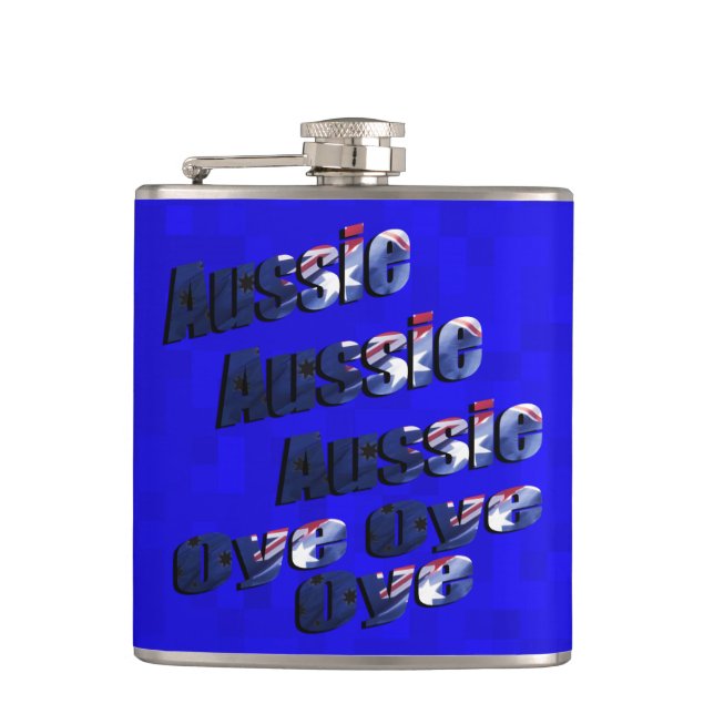 Aussie Oye Picture Logo, Hip Flask (Front)