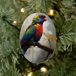 Aussie Rainbow Lorikeet Oil Paint, Ceramic Ornament