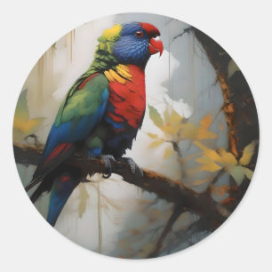 Aussie Rainbow Lorikeet Oil Paint, Classic Round Sticker