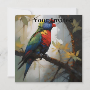 Aussie Rainbow Lorikeet Oil Paint, Invitation