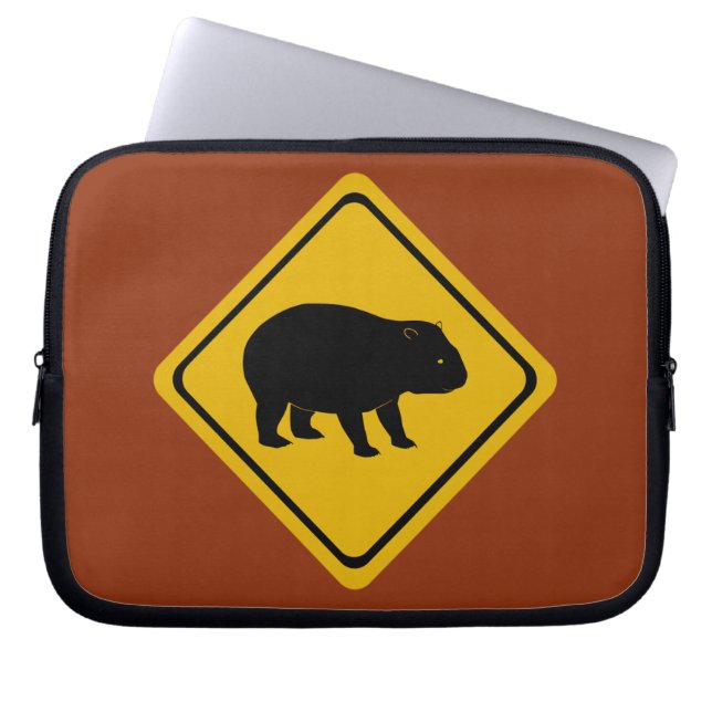 Aussie road sign - wombat -electronics laptop sleeve (Front)