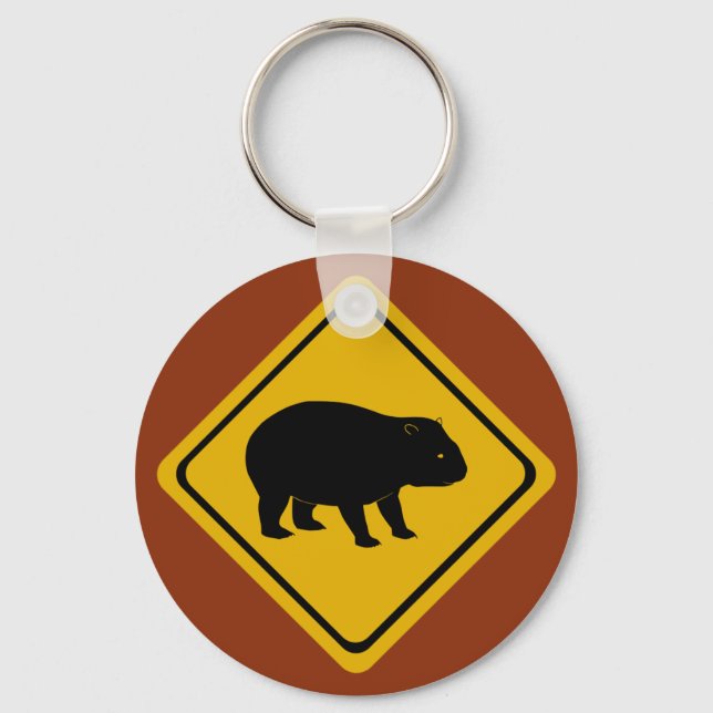 Aussie road sign wombat keychain (Front)
