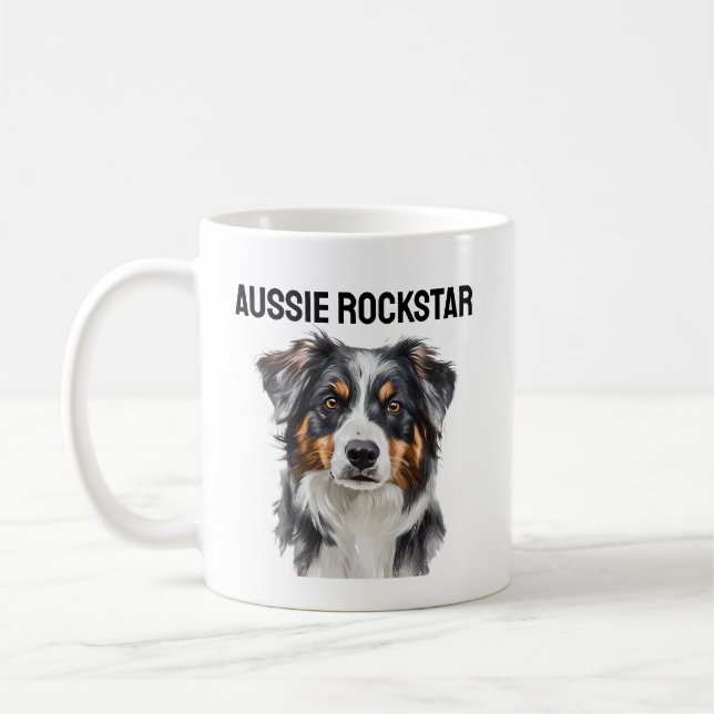 Aussie Rockstar Mug - Cool Australian Shepherd Cad (Gauche)
