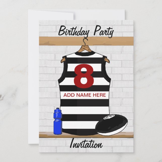 Aussie Rules Jersey invitations à la fête d'annive (Devant)