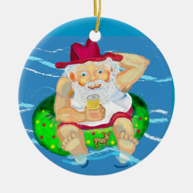 Aussie Santa Ceramic Ornament (Front)