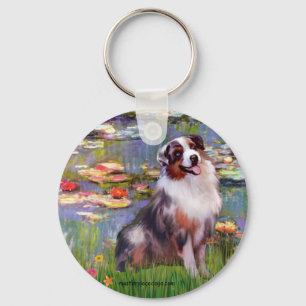 Aussie Shep 1 - Lilies #2 Keychain