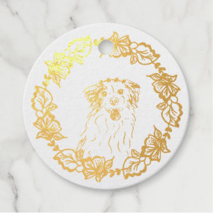 Aussie Shepard Dog (1) on Foil Favour Tag