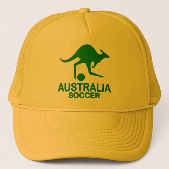 Aussie soccer green trucker hat (Front)