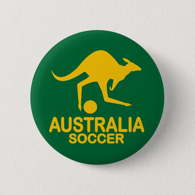 Aussie soccer yellow 2 inch round button (Front)