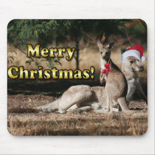 Aussie Style Christmas Kangaroos Mouse Pad