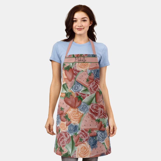 Aussie Summer Vibes - Watermelon & Strawberries Apron (Worn)