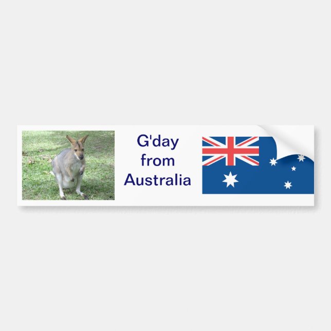 Aussie Wallaby G'day Bumper Sticker (Front)