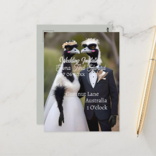 Aussie Wedding Australian Emus, Wedding Postcard