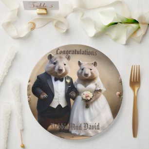 Aussie Weddings Australian Wombats, Wedding Paper Plate