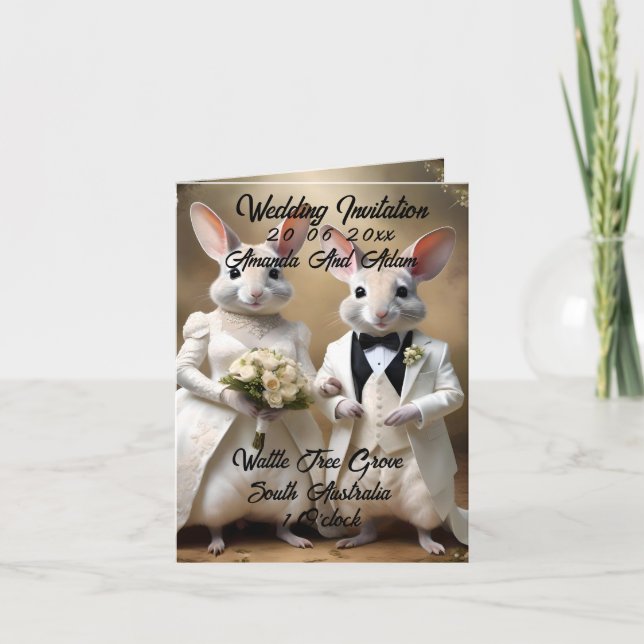 Aussie Weddings The Bilbies Get Married, Wedding Note Card (Front)