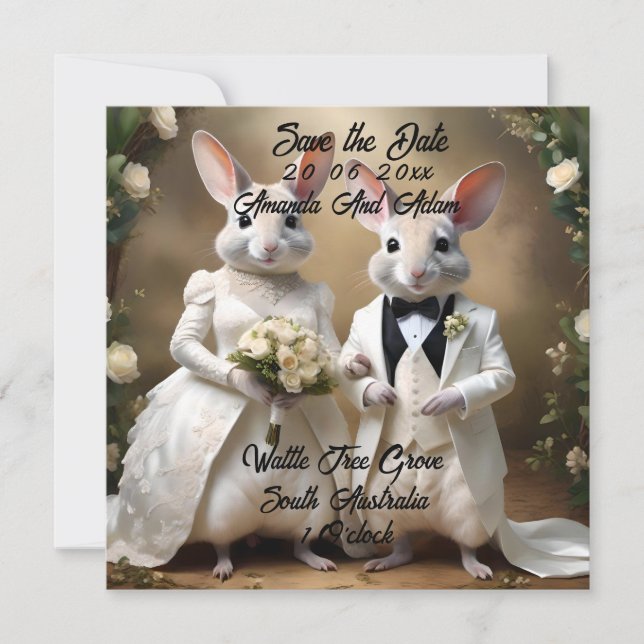 Aussie Weddings The Bilbies Get Married, Wedding Save The Date (Front)