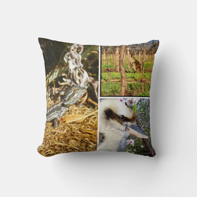 Aussie Wildlife Collage, Throw Pillow (Front)