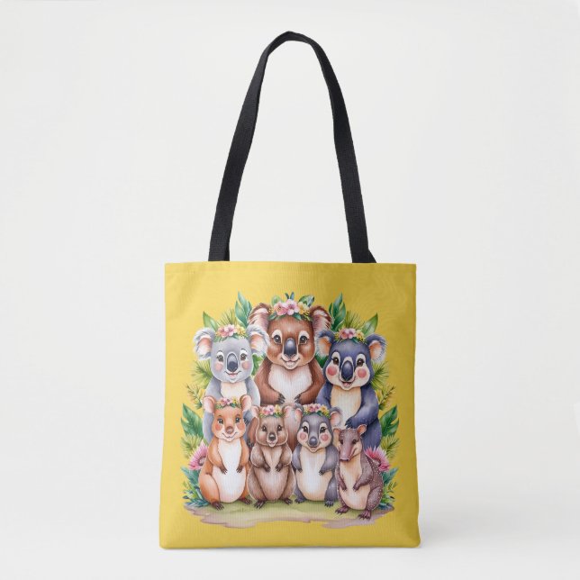 Aussie Wildlife koala & friends Tote Bag (Front)