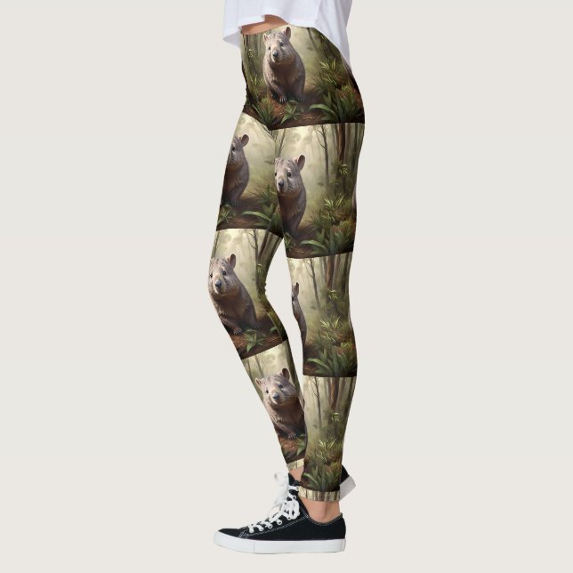 Aussie Wombat In The Aussie Bushland, Leggings (Left)