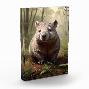 Aussie Wombat In The Aussie Bushland, Photo Block