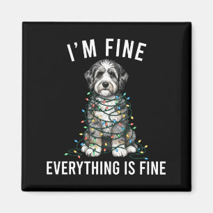Aussiedoodle Christmas I'm Fine Everything Is Fine Magnet