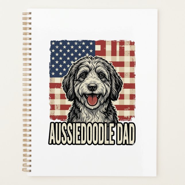 Aussiedoodle Dad Patriotic Vintage Dog Shirt Desig (Devant)